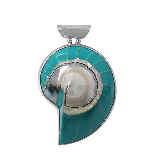 Green Shell Pendant, Sterling Silver